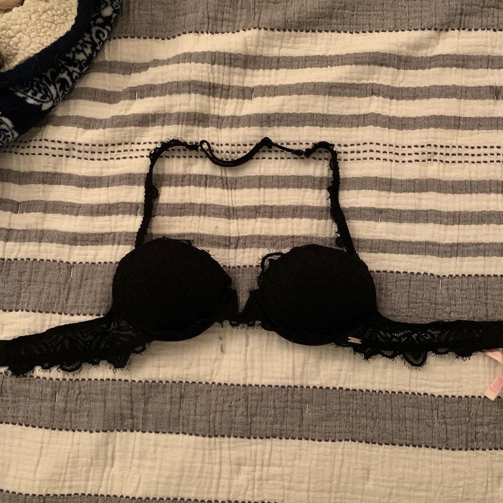 Black lace push up bra